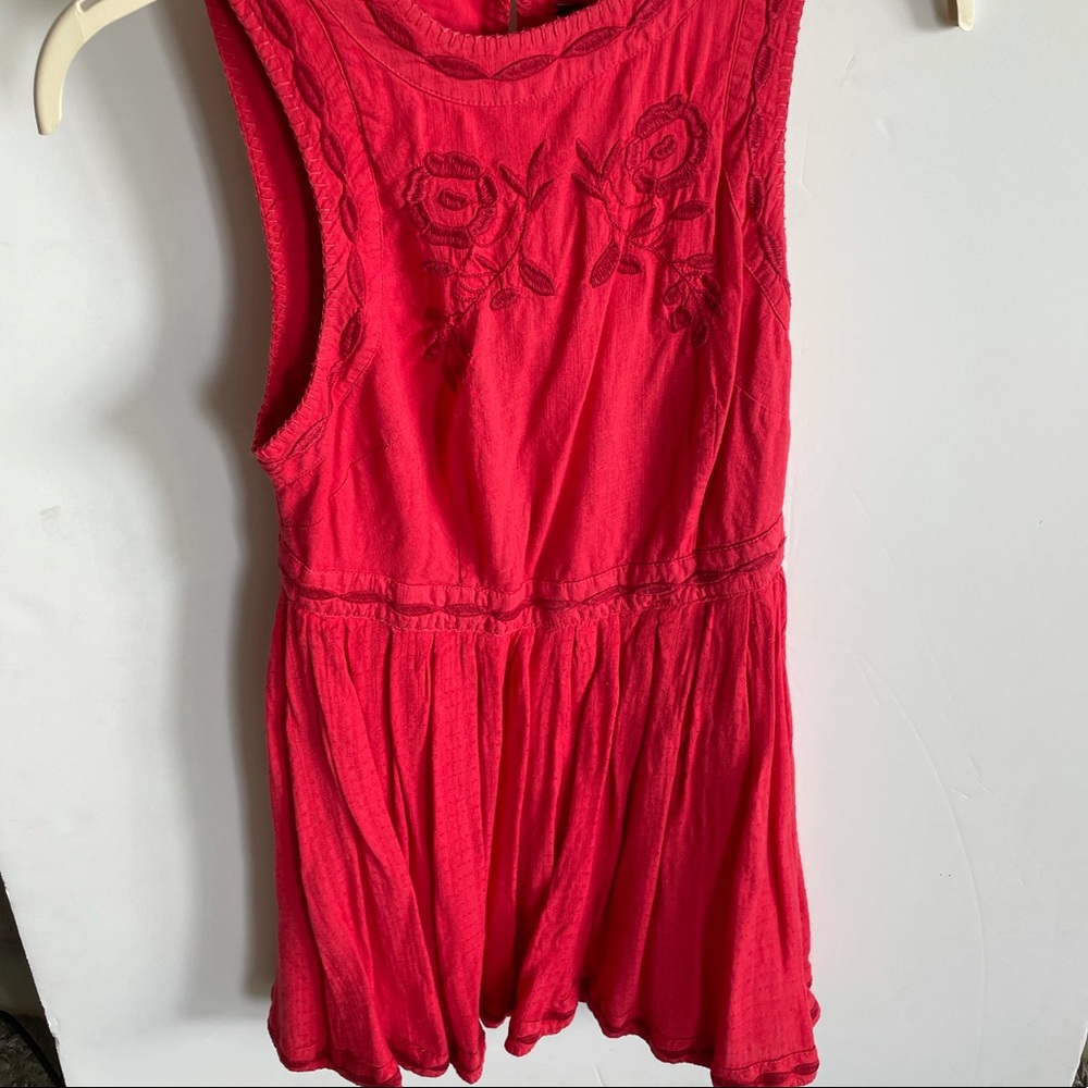 🌴FREE PEOPLE Red Embroidered Dress Size Small
